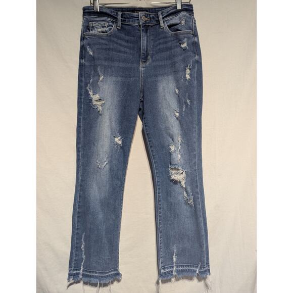 Judy Blue Womens Release Hem Ankle Straight leg Distressed Jean Sz 7/28 JB82436 - Picture 1 of 11